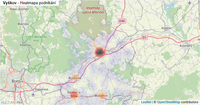 Vyškov - mapa podnikání