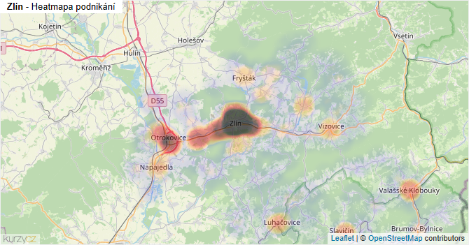 Zlín - mapa podnikání