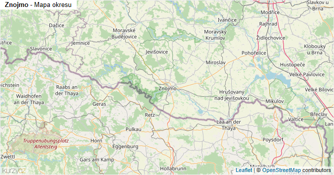 Znojmo - mapa okresu
