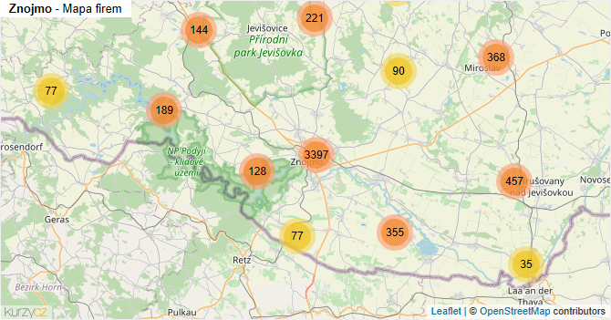 Znojmo - mapa firem