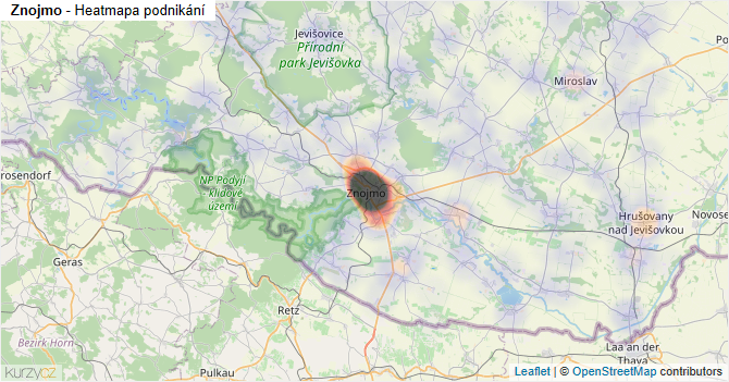 Znojmo - mapa podnikání