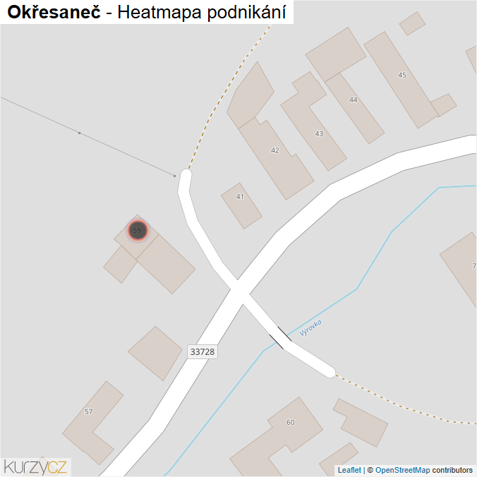 Mapa Okřesaneč - Firmy v obci.