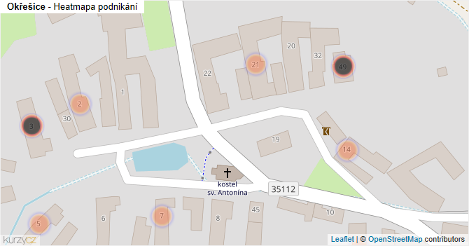 Okřešice - mapa podnikání