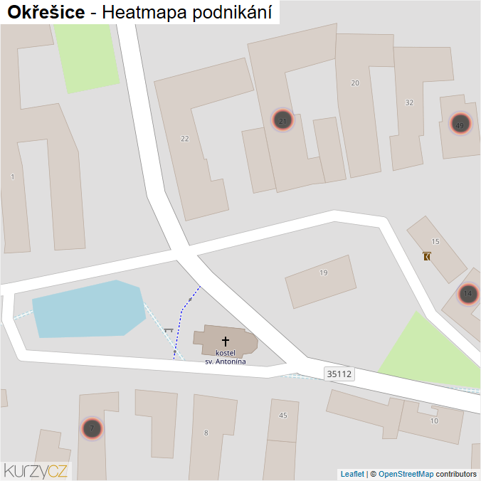 Mapa Okřešice - Firmy v obci.
