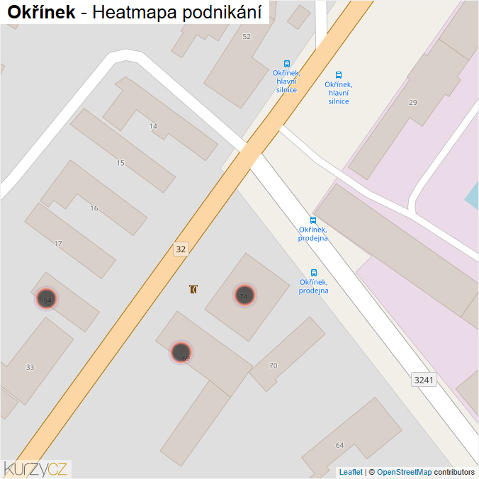 Mapa Okřínek - Firmy v obci.