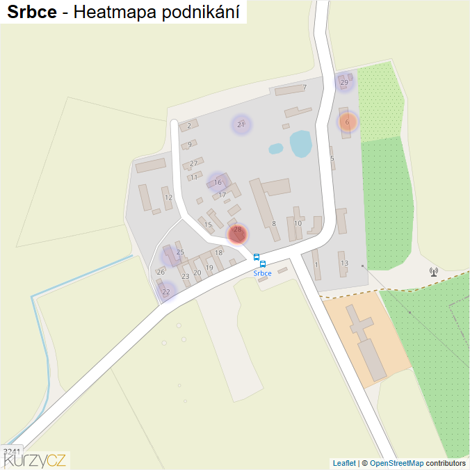 Mapa Srbce - Firmy v části obce.