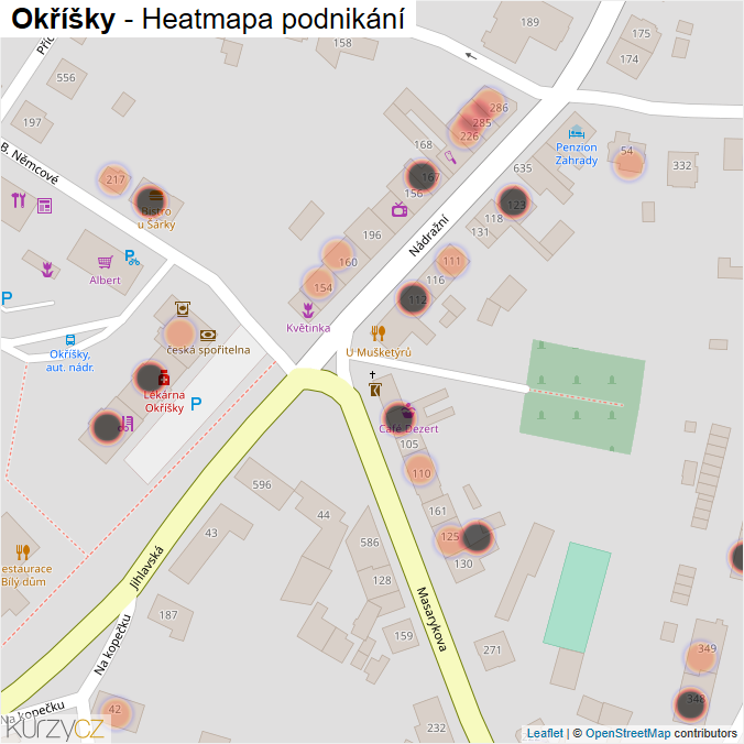 Mapa Okříšky - Firmy v obci.