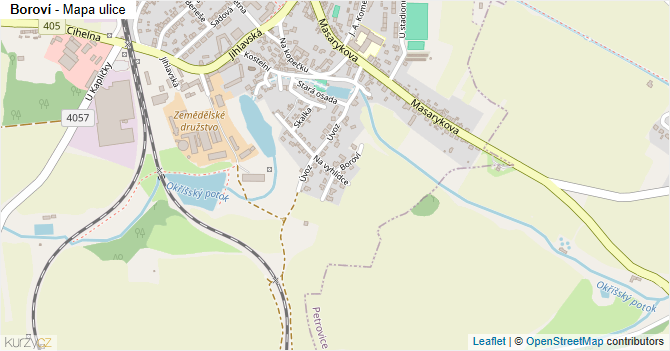 Boroví - mapa ulice