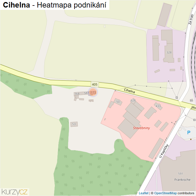 Mapa Cihelna - Firmy v ulici.