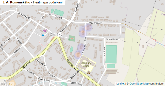 J. A. Komenského - mapa podnikání