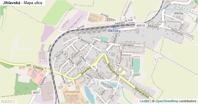Jihlavská - mapa ulice