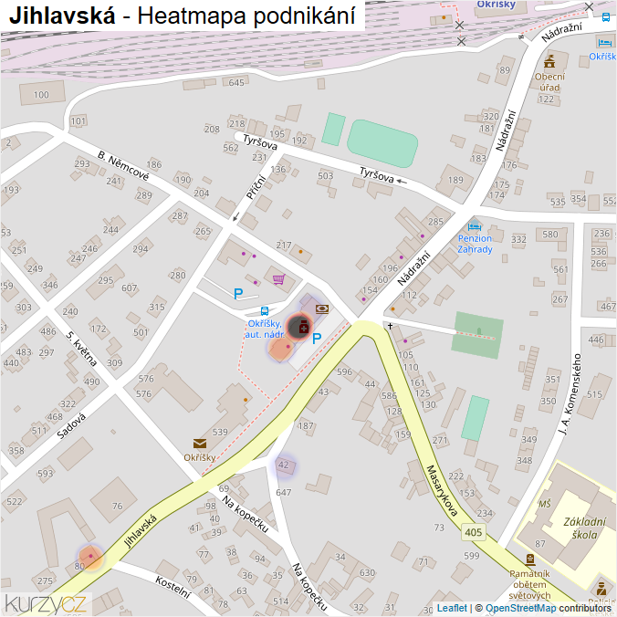 Mapa Jihlavská - Firmy v ulici.