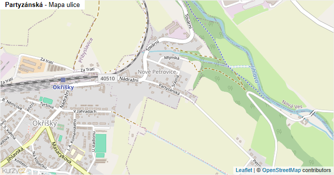 Partyzánská - mapa ulice