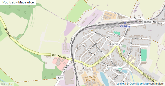 Pod tratí - mapa ulice