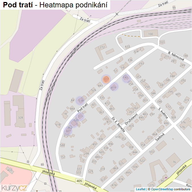 Mapa Pod tratí - Firmy v ulici.