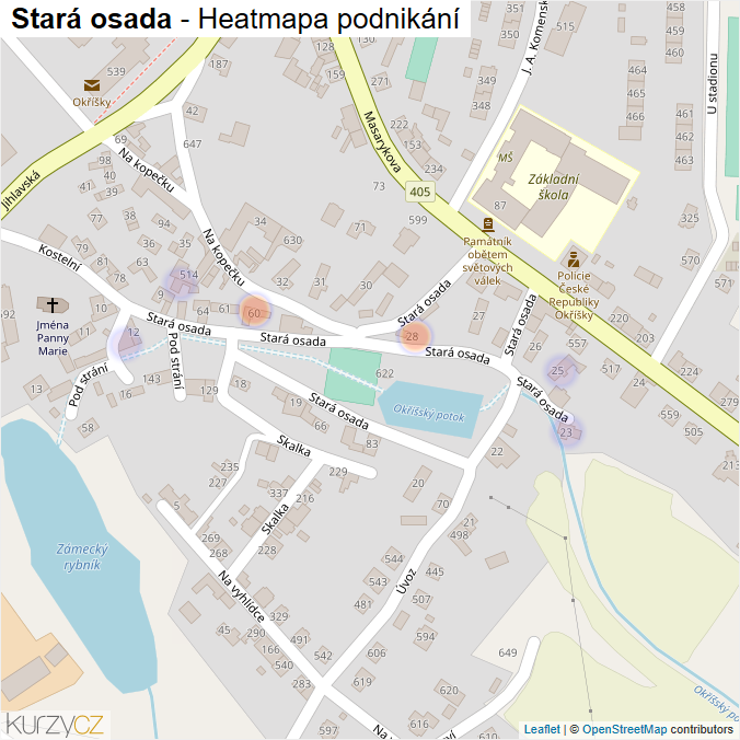 Mapa Stará osada - Firmy v ulici.