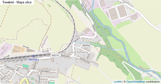 Tovární - mapa ulice