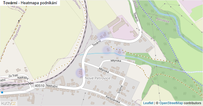 Tovární - mapa podnikání