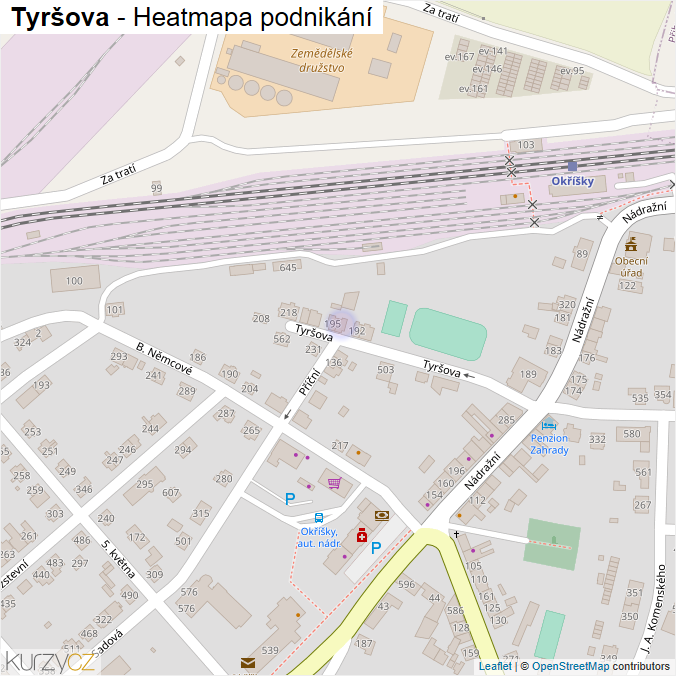 Mapa Tyršova - Firmy v ulici.