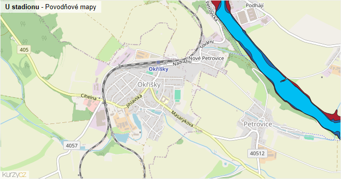 U stadionu - záplavové mapy stoleté vody