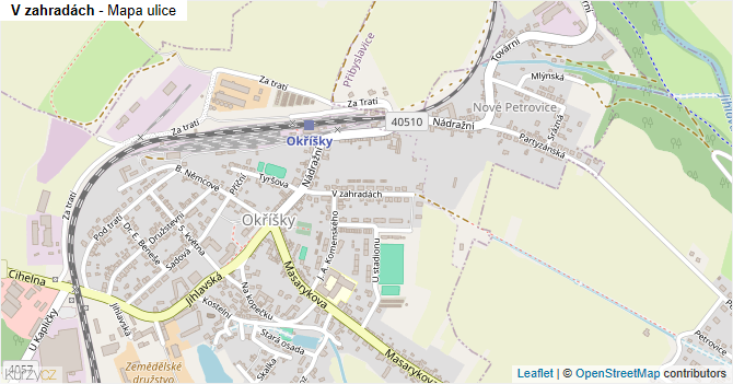 V zahradách - mapa ulice