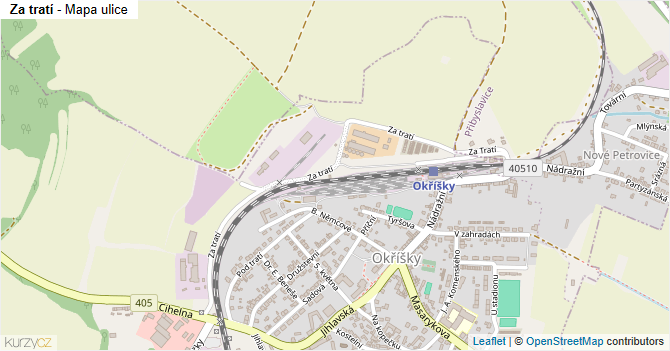 Za tratí - mapa ulice