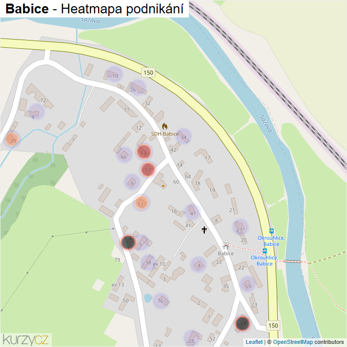 Mapa Babice - Firmy v části obce.