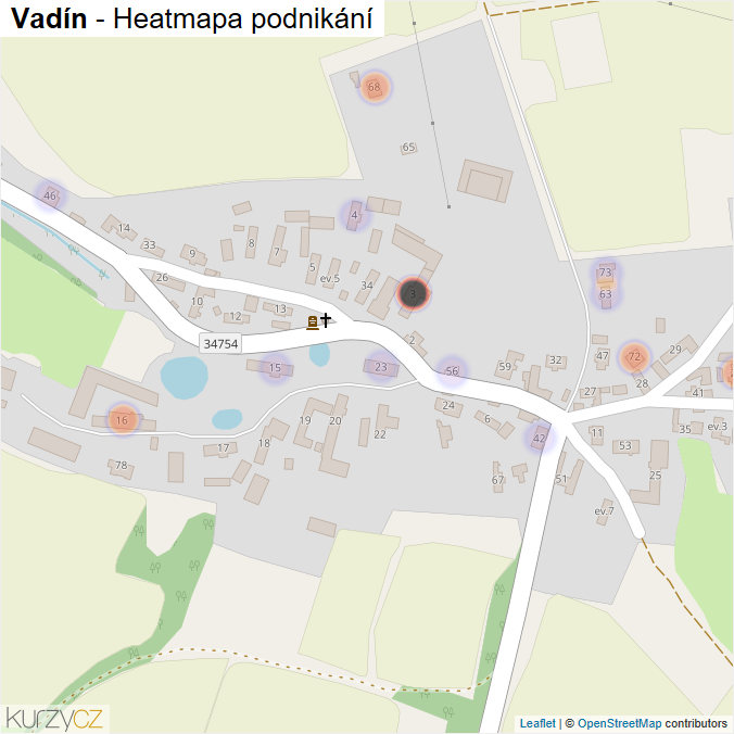 Mapa Vadín - Firmy v části obce.