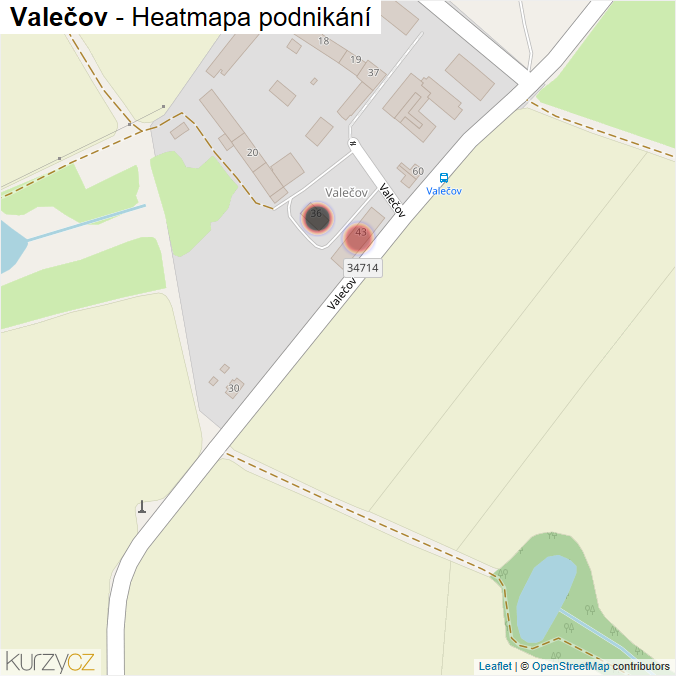Mapa Valečov - Firmy v ulici.
