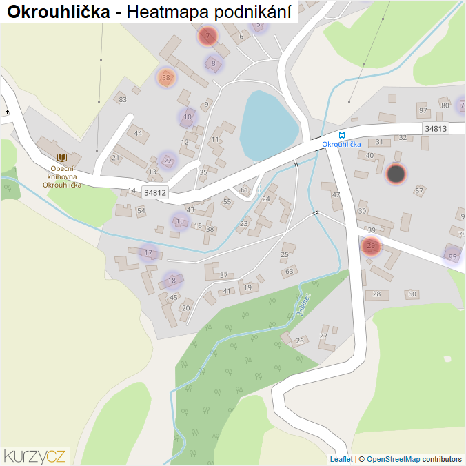 Mapa Okrouhlička - Firmy v části obce.