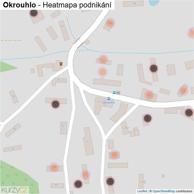 Mapa Okrouhlo - Firmy v obci.