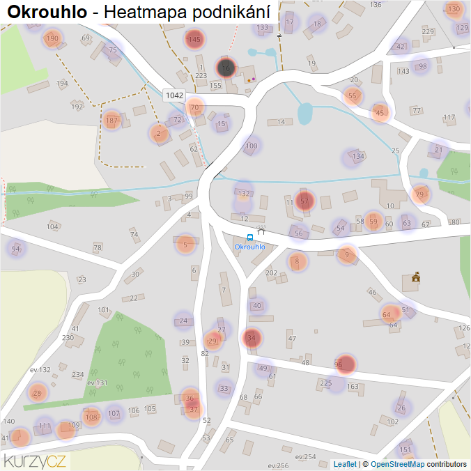 Mapa Okrouhlo - Firmy v části obce.
