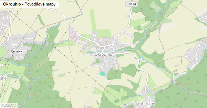 Okrouhlo - záplavové mapy stoleté vody