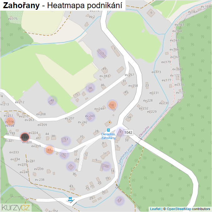 Mapa Zahořany - Firmy v části obce.