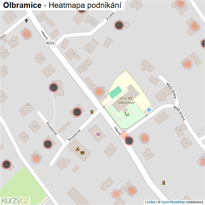 Mapa Olbramice - Firmy v obci.