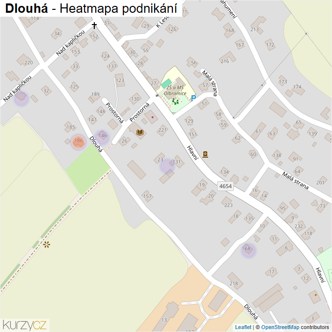 Mapa Dlouhá - Firmy v ulici.