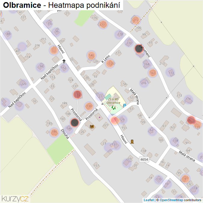 Mapa Olbramice - Firmy v části obce.