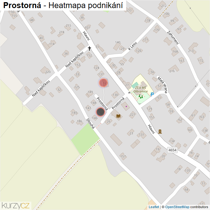 Mapa Prostorná - Firmy v ulici.