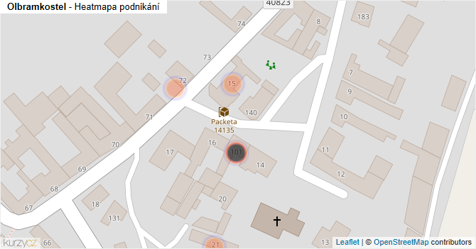 Olbramkostel - mapa podnikání