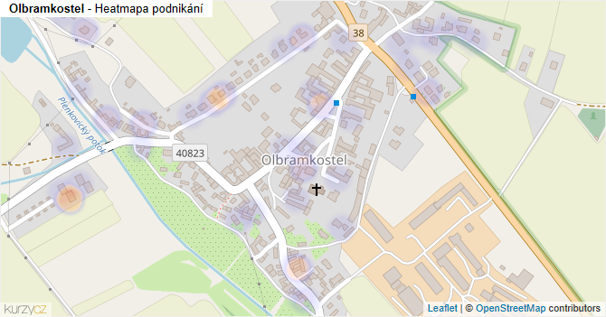 Olbramkostel - mapa podnikání