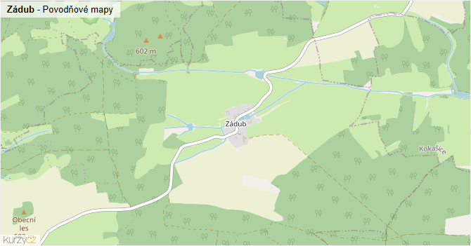 Zádub - záplavové mapy stoleté vody