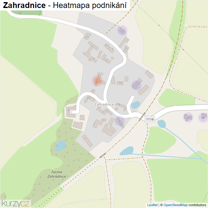 Mapa Zahradnice - Firmy v části obce.