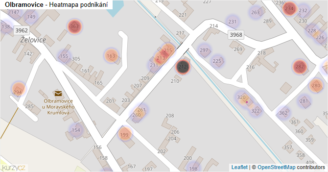 Olbramovice - mapa podnikání