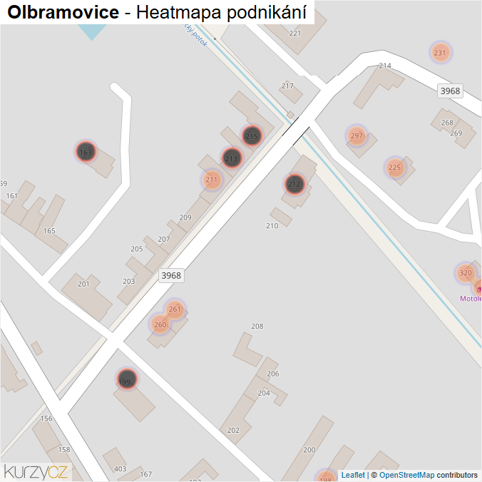 Mapa Olbramovice - Firmy v obci.