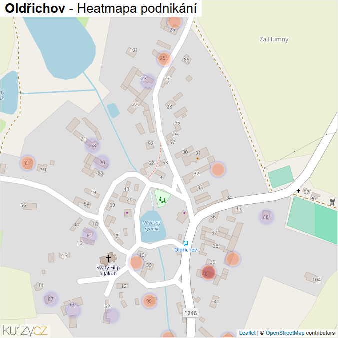 Mapa Oldřichov - Firmy v části obce.