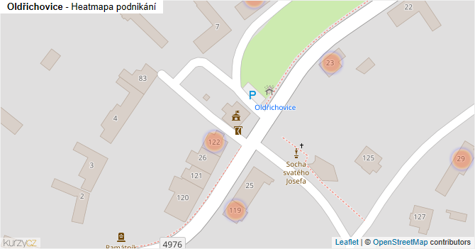 Oldřichovice - mapa podnikání