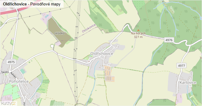 Oldřichovice - záplavové mapy stoleté vody