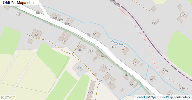 Oldřiš - mapa obce