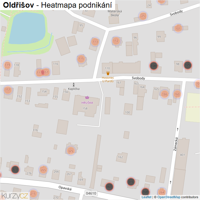 Mapa Oldřišov - Firmy v obci.