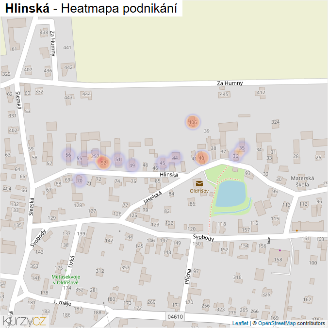 Mapa Hlinská - Firmy v ulici.